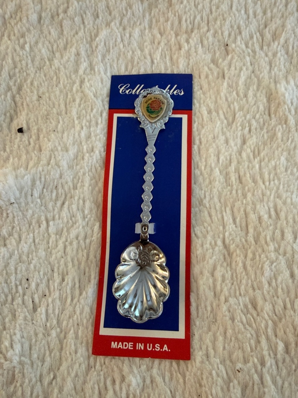 Rose Parade Pasadena Collector's Silver-Tone Shell Spoon with Rose Emblem